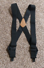 DULUTH TRADING CO  Suspenders Black Elastic 2 In Wide Bands 2 Clips Adjustable