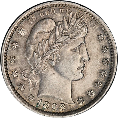 Cuarto de barbero 1893-P elección AU/BU detalles bonito atractivo visual fuerte golpe Foto 1 de 2