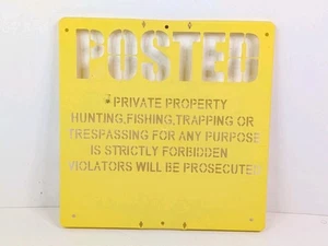 Privateigentum Jagd Angeln Eindringen Kunststoff Schablone Schild 11x11 gelb - Bild 1 von 24
