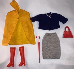 VTG 60s Barbie Clone Doll Outfit Poncho Sweater Skirt Boots Purse Ideal Tammy - Picture 1 of 6
