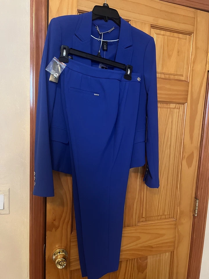 Conjunto de 2 piezas de traje informal blanco/negro para mujer manga larga color azul talla 10 nuevo con etiquetas Foto 1 de 4