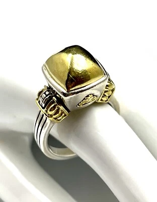 LAGOS CAVIAR SOLID 18K YELLOW GOLD STERLING SILVER HIGH DOME BAR RING SIZE 6.75 - Image 1 of 4