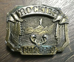 VINTAGE 1980 COLORADO ROCKIES MESSING GÜRTELSCHNALLE (120) - Bild 1 von 1