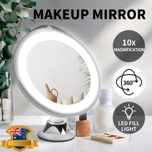10x Magnifying Makeup Mirror LED Light Cosmetic Bathroom Round Rotation 360° - Picture 1 of 11
