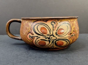 Taza Tazón Taza Sopa Floral Mariposa Cerámica Boho Acogedor Mango México Años 70 De Colección - Imagen 1 de 11