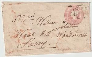 1843 1d PINK ENV STRATFORD ON AVON M/X & UDC HENLEY IN ARDEN TO WILLIAM JOHNSON - Picture 1 of 3