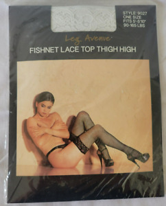 Leg Avenue Womens White Fishnet Lace Top Thigh High Stocking Style 9027 One Size