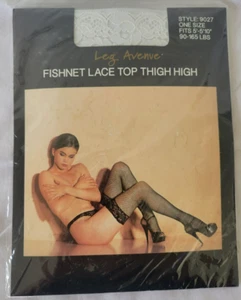 Top donna bianco a rete in pizzo Leg Avenue stile calza alta coscia 9027 taglia unica - Foto 1 di 6
