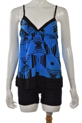 Yumi Kim Top Size XS Blue Black Printed Blouse Shirt Spaghetti Strap Silk Casual - Image 1 of 4