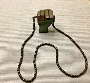 Vintage Black Fist Pride, 32 Inch Wooden Beaded Necklace - Picture 1 of 6