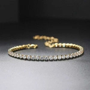 8Ct Round Cut Lab-Created VVS1 Diamond Women's Anklets 14K Yellow Gold Finish - Picture 1 of 4