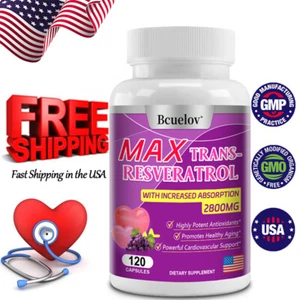 Resveratrol Supplement 1800 Mg Immunity Anti-Aging Antioxidant Supplement - Picture 1 of 8