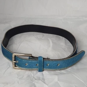Vintage Sandy Duftler Designs Belt Calf Hair Blue Womens 5088 Size S leather - Picture 1 of 11