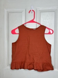 PatPat Tank Top Girls Size 11-12 Rust Sleeveless Peplum Ruffle Hem - Picture 1 of 4