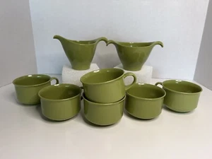 Lenox Ware Avocado Melamin Anfang 70er Vintage MCM 6 Tassen, Sahne & Zucker ohne Deckel - Bild 1 von 11
