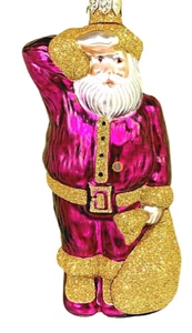 Patricia Breen Santa for Thomas Fuchsia & Gold 1999 Glass Glitter 5.75" #9741 R - Picture 1 of 3