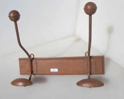 Perchero de madera antiguo perchas ganchos de hierro madera antigua vintage francés 12" W Foto 1 de 4