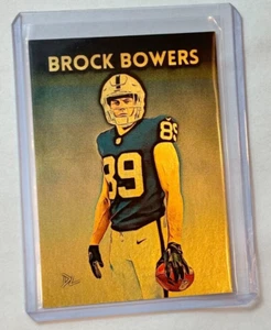 Brock Bowers Gold Plated Artist Signed "Las Vegas Raiders" Trading Card 1/1 - Picture 1 of 2