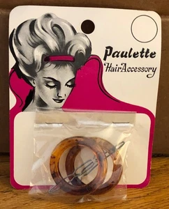 Vintage 1960s Hair Rings Card - Classic Updo Girl & Cellophane Wrapped Rings NOS - Picture 1 of 6