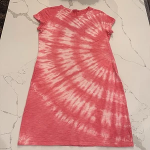 Gap Women’s Tie Dye T-shirt Dress Size M Pink White Preppy Beach Casual Coastal - Picture 1 of 6