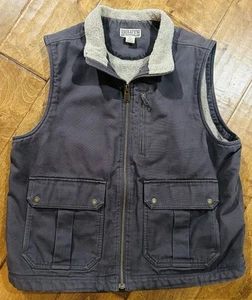 Duluth Trading Men’s Vest Canvas Sherpa Lined Sz XL Navy Blue Full Zip - Picture 1 of 9