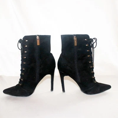 Carvela Black Velvet Laced Ladies Ankle Boots   Size 37 EU / 4 UK WITH DEFECTS - Image 1 of 4