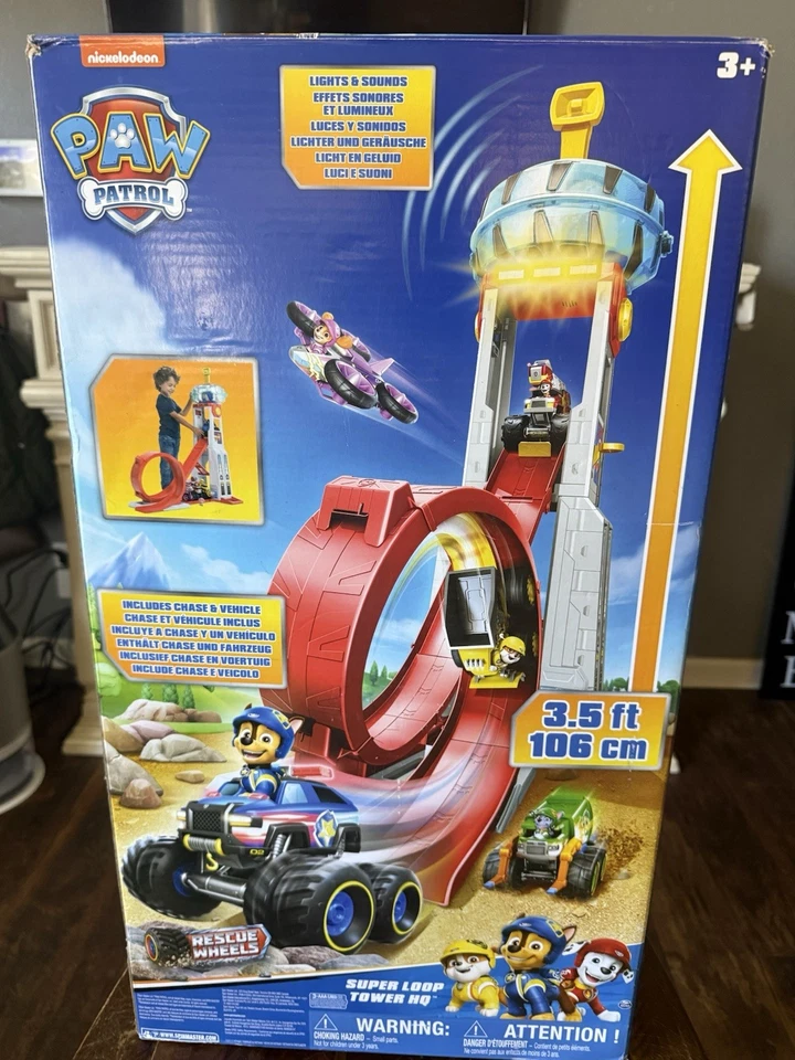 Paw Patrol Rescue Wheels Super Loop Tower HQ Playset Luzes Sound Chase NOVO - Imagem 1 de 4