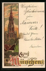 Künstler-AK München, Giesinger Kirche 1900  - Picture 1 of 2