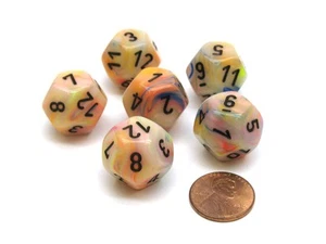 Dados festivos de Chessex D12 de 18 mm 12 caras, 6 piezas - circo con negro - Imagen 1 de 1