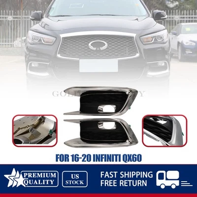 NEW For 16-20 Infiniti QX60 Front Bumper Fog Light Grille Bezel Trim Left+Right Foto 1 de 4