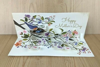 Happy Mother's Day 3D Panoramic Pop-Up Greeting Card Up With Paper Perched Birds - Image 1 of 4