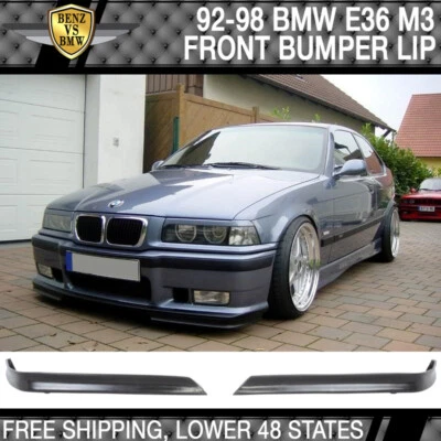 Fits 94-99 BMW E36 3-Series M3 2PCS Front Bumper Lip Splitters PU - Polyurethane Foto 1 de 3