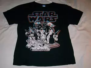 3D Yoda Luke Han Vader Fett Falcon STAR WARS Black T-shirt Men's Large used - Picture 1 of 1
