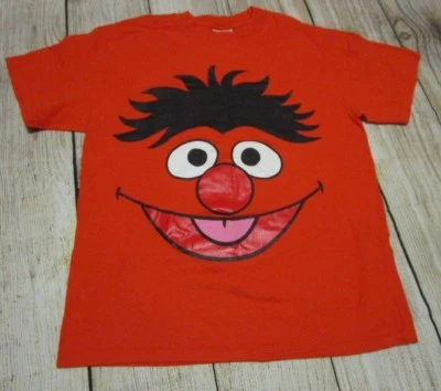 RARE VTG Sesame Street Ernie Big Face Orange M&O Knit T-Shirt Men's Medium  - Image 1 of 4