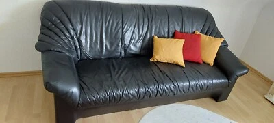 ledercouch 3er gebraucht schwarz - Bild 1 von 3