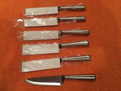 Cuchillo de Chef Multiusos Doble Serrado de Acero Inoxidable de 6 Pulgadas, Juego de 6 Foto 1 de 2