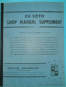 1939 De Soto DeSoto S6 S 6 Shop Manual Supplement  - Picture 1 of 1