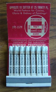 Domino Club Feature Matchbook FULL San Francisco frontstrike old - Picture 1 of 4
