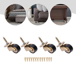 4PCS Brass Universal Furniture Caster Wheel Roller Table Chair Sofa Piano Rubber - Picture 1 of 18