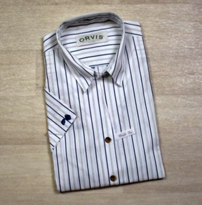 NWT New Orvis Womens Button Up Short Sleeve Shirt Blouse Floral Stripe Size 8 - Picture 1 of 3