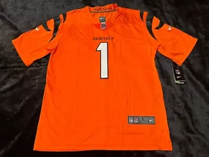 NWT Ja'Marr Chase #1 Cincinnati Bengals Men's On-Field Game Jersey Orange Large - Picture 1 of 7