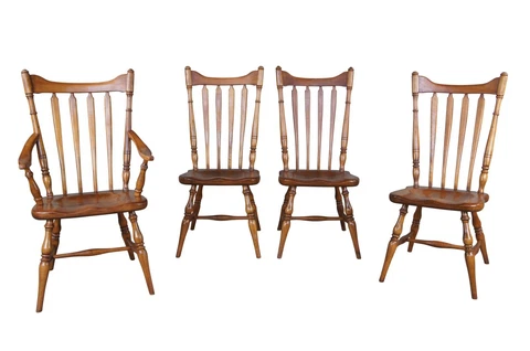 4 Antique Cushman Colonial Creation Fairfield Maple Dining Arm Side Chairs Cover