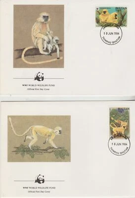 1984 Bhutan Wwf Wildlife Monkey 4 FDC Photo MF74185 - Image 1 of 2