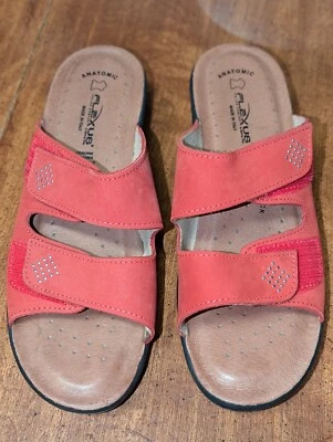 Flexus By Spring Step Genuine Leather Red Slide In's Size 40 Made In Italy - Image 1 of 4