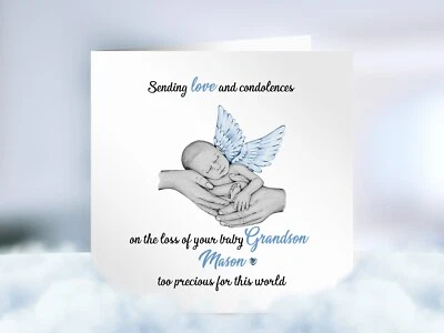 Tarjeta de simpatía Loss of Baby Boy/Girl Angel. En memoria de. Recuerdo, lo siento Foto 1 de 4