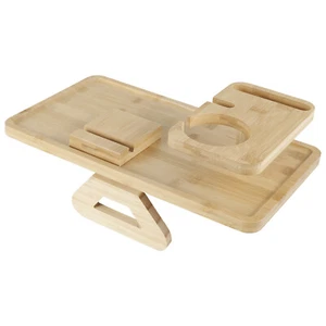 Wood Couch Arm Tray Portable Sofa Arm Table Clip Stable Sofa Armrest Tray ☣ - Picture 1 of 9