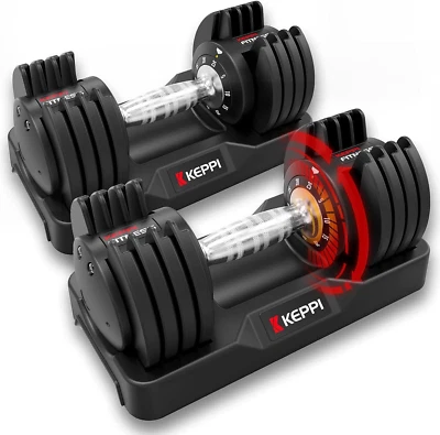 Keppi Adjustable Dumbbells Set, 25Lb/40Lb/55Lb/60Lb Dumbbells with Anti-Slip Met