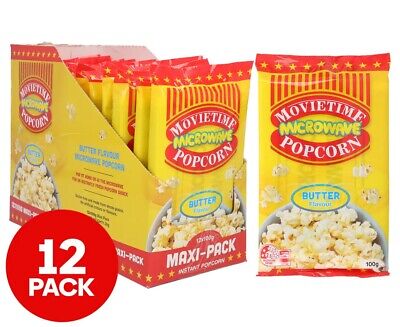 Movietime Microwave Instant Popcorn Butter Flavour Gluten Free 12 Pack Of 100g • 15.64$