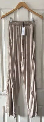 karen millen trousers xs extra small stone silky elasticated jogger 32 leg - Image 1 of 4