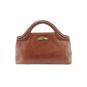 GIVENCHY Logo Handbag Tote Bag Brown Leather Canvas Vintage Popular From Japan - Picture 1 of 24